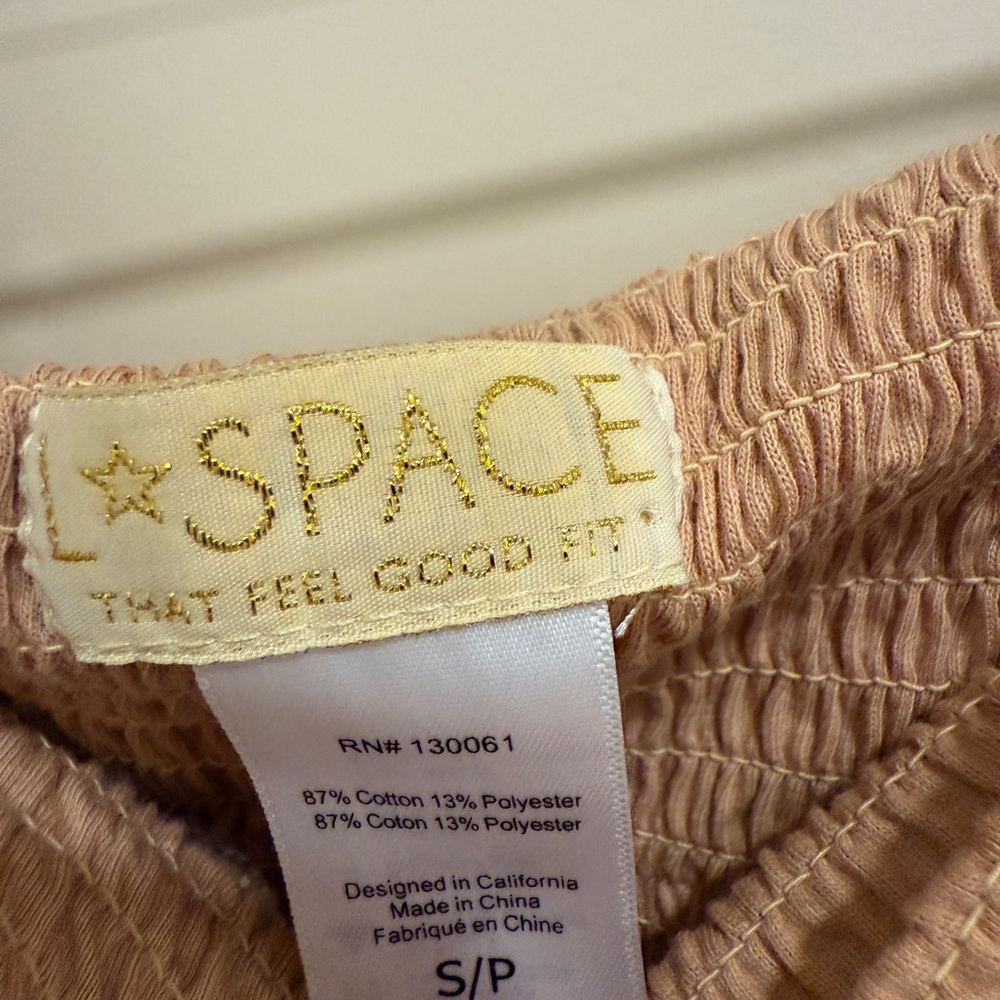 L*Space Beige and White Striped cinched waist Jumpsuit SMALL with pockets - Picture 8 of 8